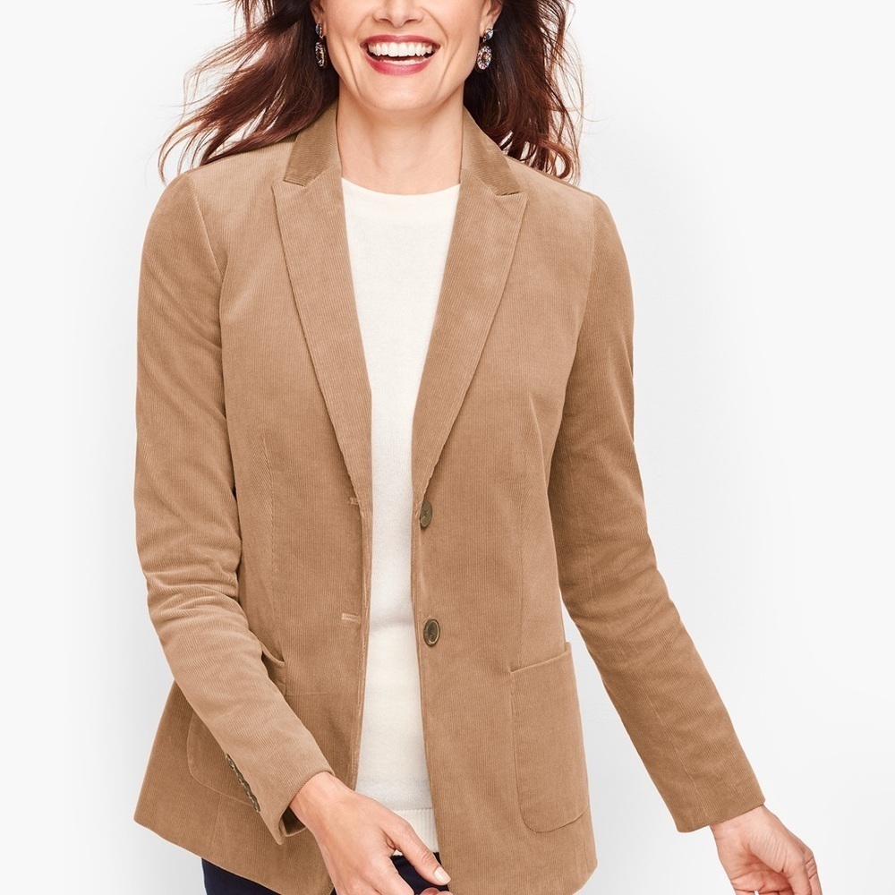 NWT Talbots Corduroy Tan Blazer Equestrian Style